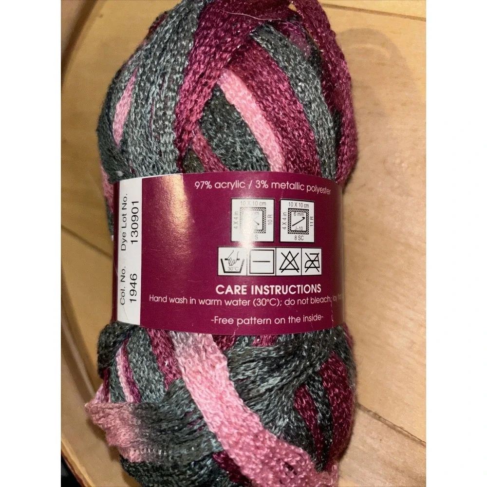 La Scarf yarn for boa scarf 97% acrylic/3%metallic 100gr Pink Mauve Gray‎
